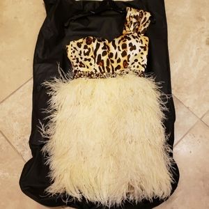 Cheetah and feather cocktail dress